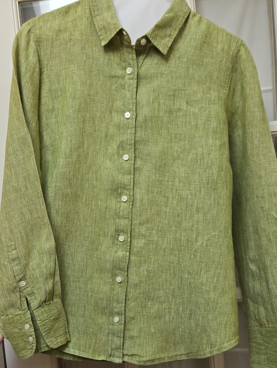 J. Crew Tops - J. Crew Moss Green Irish Linen Button-Front Shirt